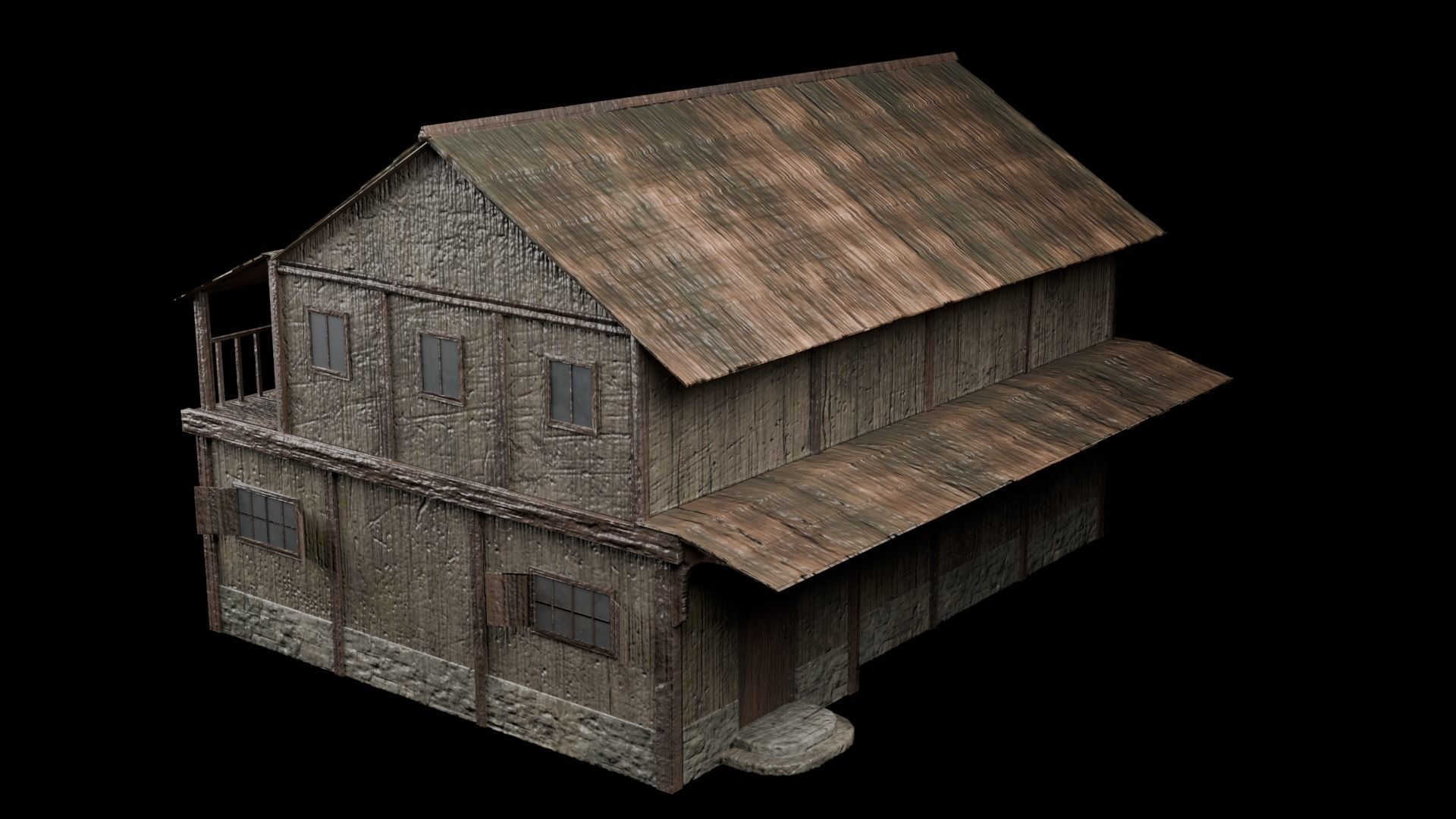 6 medieval house Low-poly 3D model_9