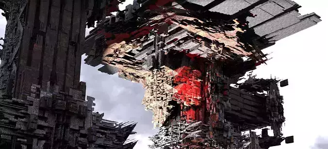 Dark Cyberpunk City Base Extended Kit bash  3D model