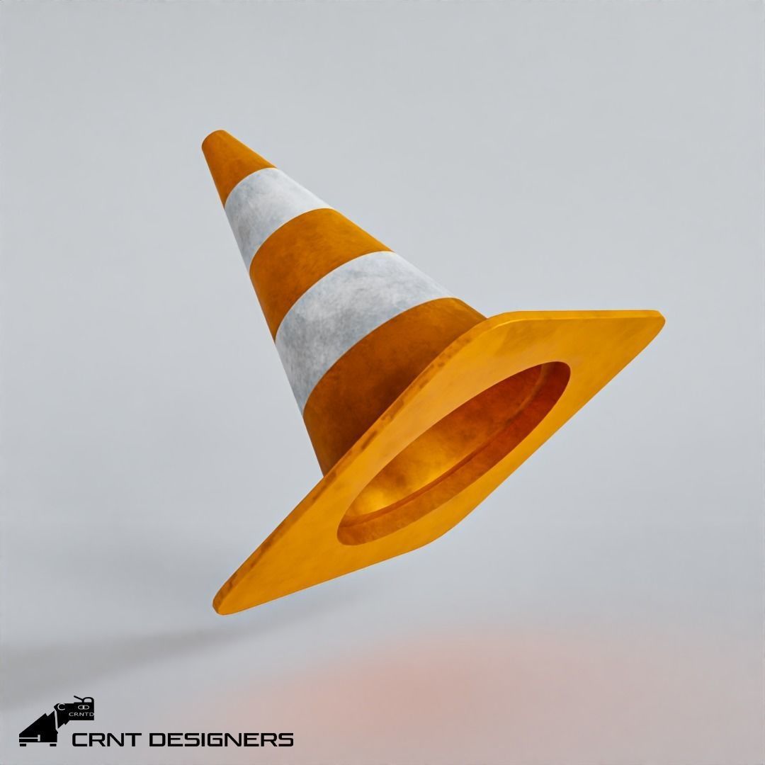 Traffic Cone Low Poly PBR 3D Model Low-poly 3D model_2