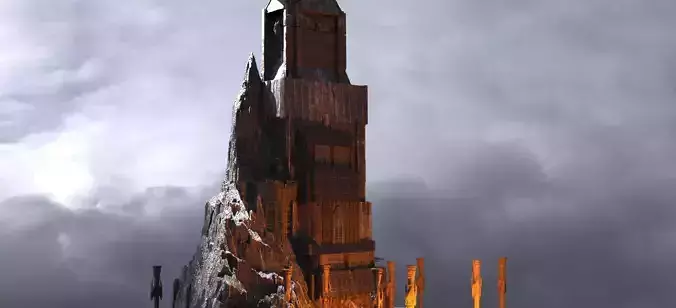 Dark Ages Fort Tower Kitbash 3D model