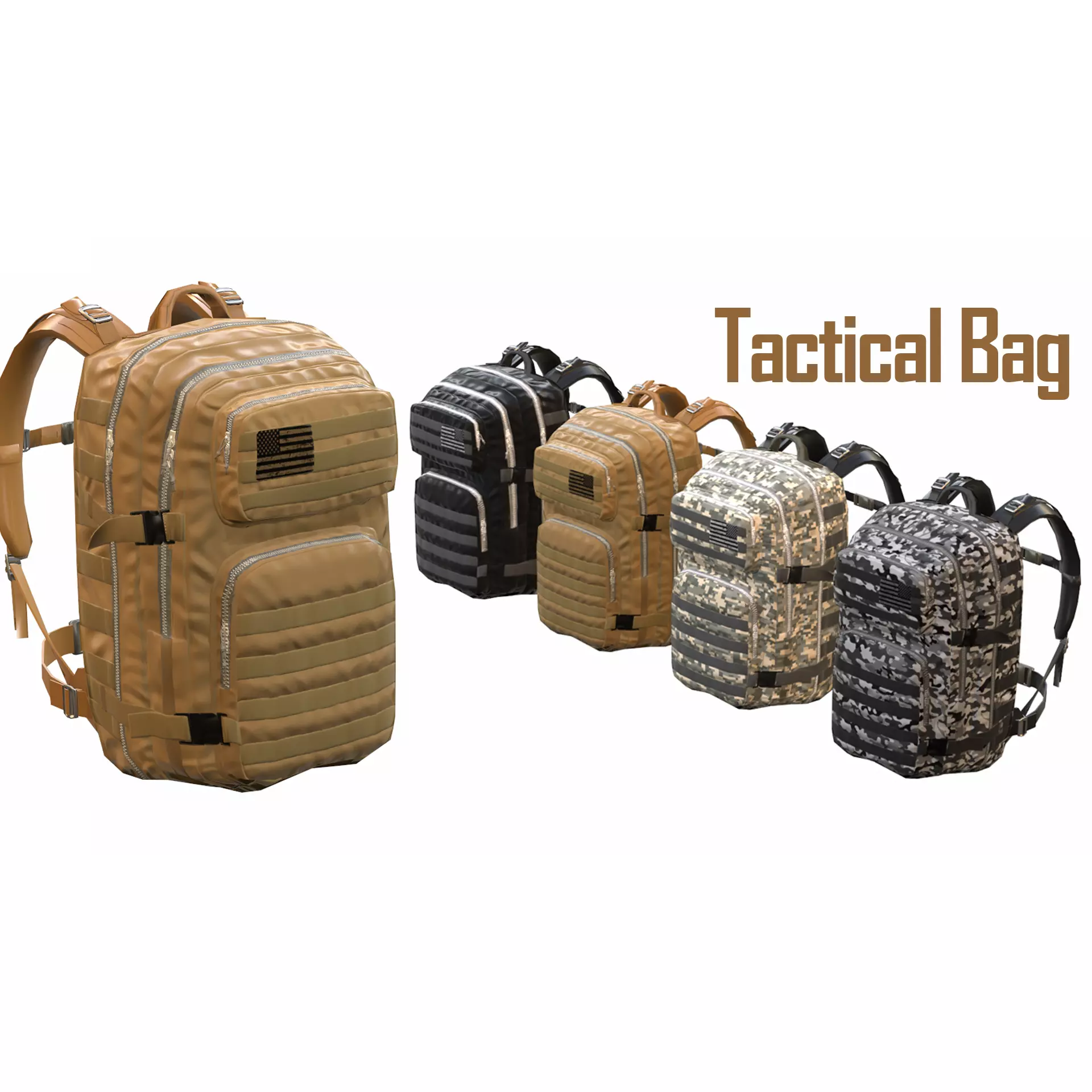 Tactical Bag Military Backpack Low-poly 3D model