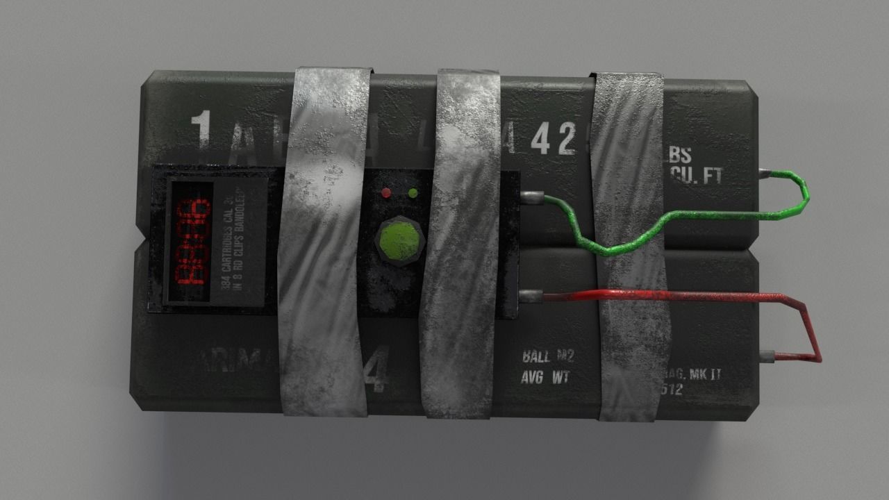 C4 Bomb Low-poly 3D model_3