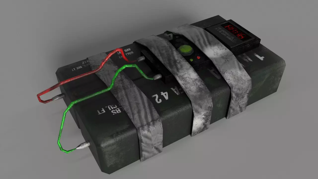 C4 Bomb Low-poly 3D model_0