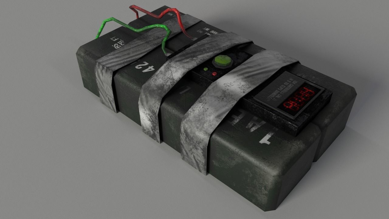 C4 Bomb Low-poly 3D model_1