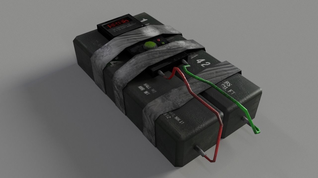 C4 Bomb Low-poly 3D model_4