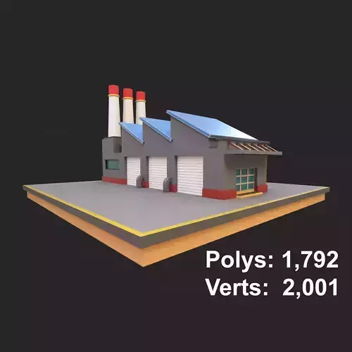 Cartoon Industrial Factory Low-poly 3D model