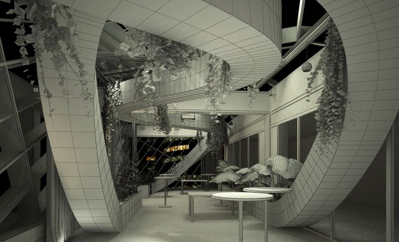 Spacious Lobby With Plants 3D model_1