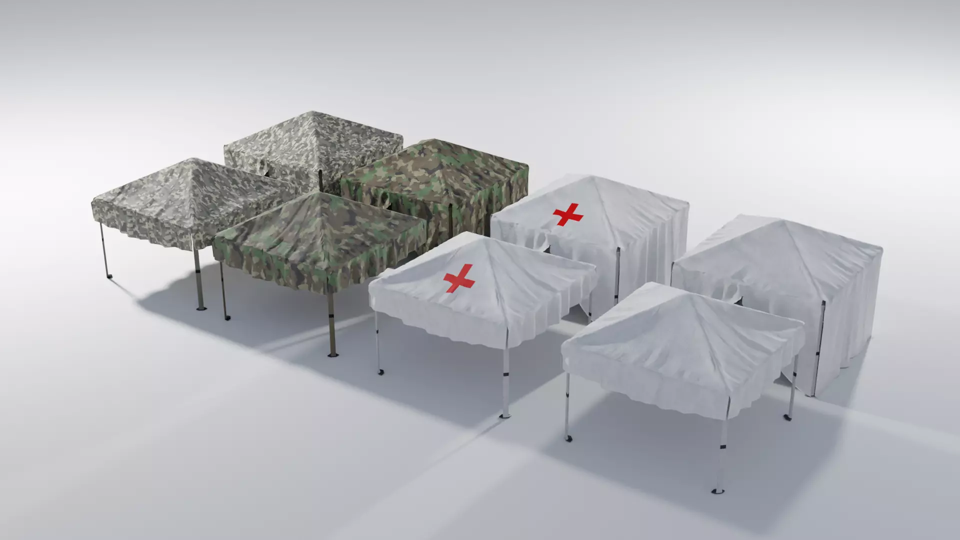 Canopy Tents with multiple textures Low-poly 3D model_0