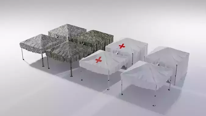 Canopy Tents with multiple textures Low-poly 3D model