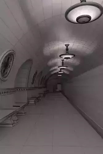 Spacious Tram Station 3D model