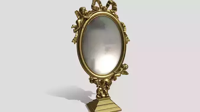 Ornate Filigree Cherub Tabletop Mirror
