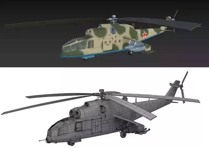 Russian military helicopter 3D model