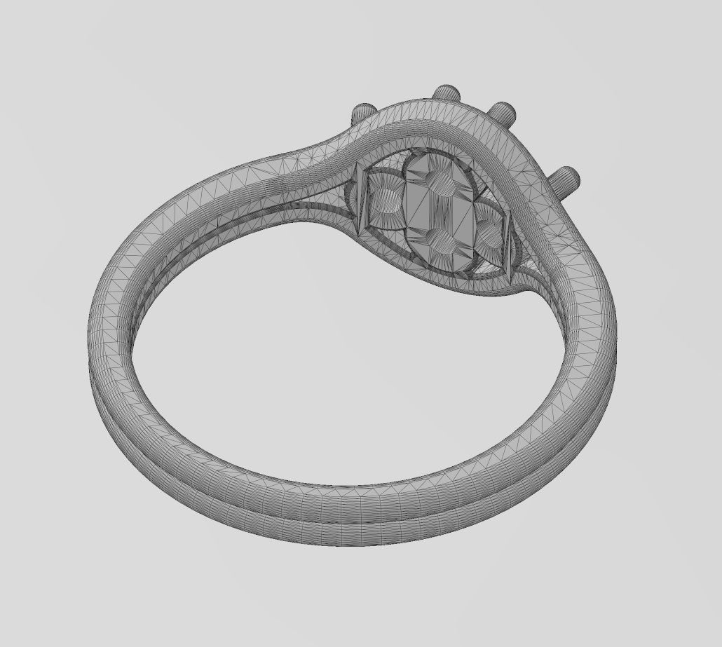  Split shank 3mm diamonds cluster ring US sizes 6 7 8 3D print model_15