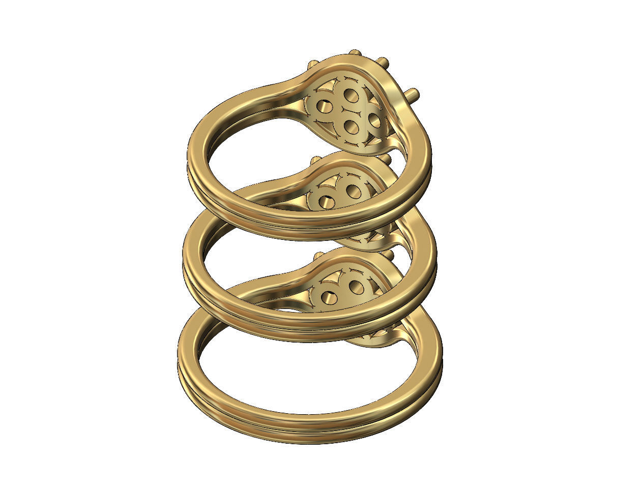  Split shank 3mm diamonds cluster ring US sizes 6 7 8 3D print model_4