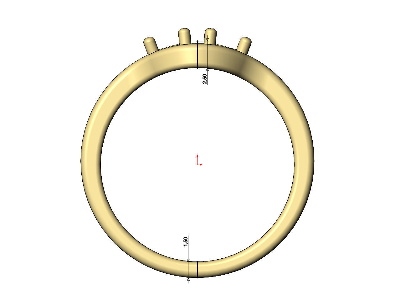  Split shank 3mm diamonds cluster ring US sizes 6 7 8 3D print model_9