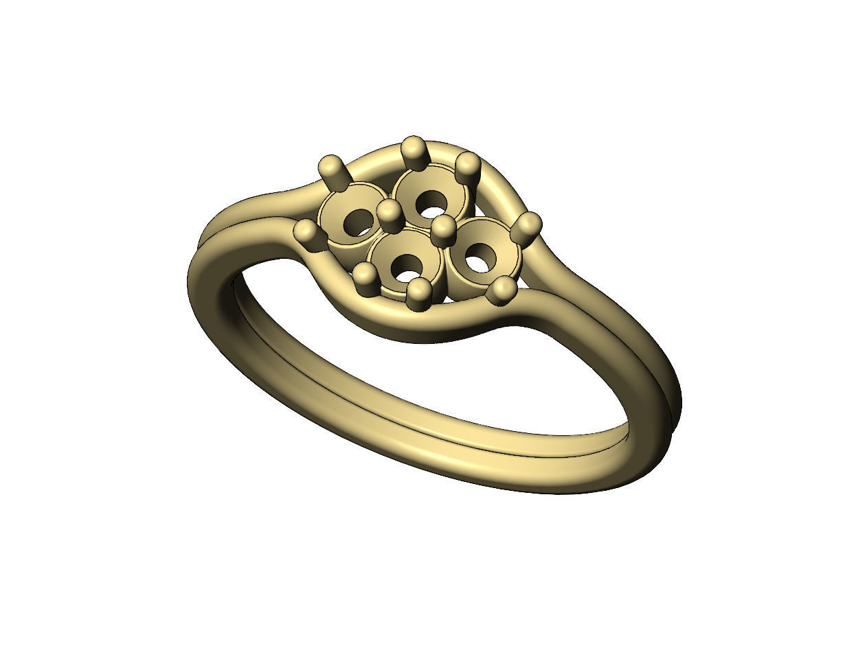  Split shank 3mm diamonds cluster ring US sizes 6 7 8 3D print model_6