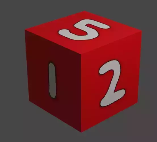 Simple red and white numbered die