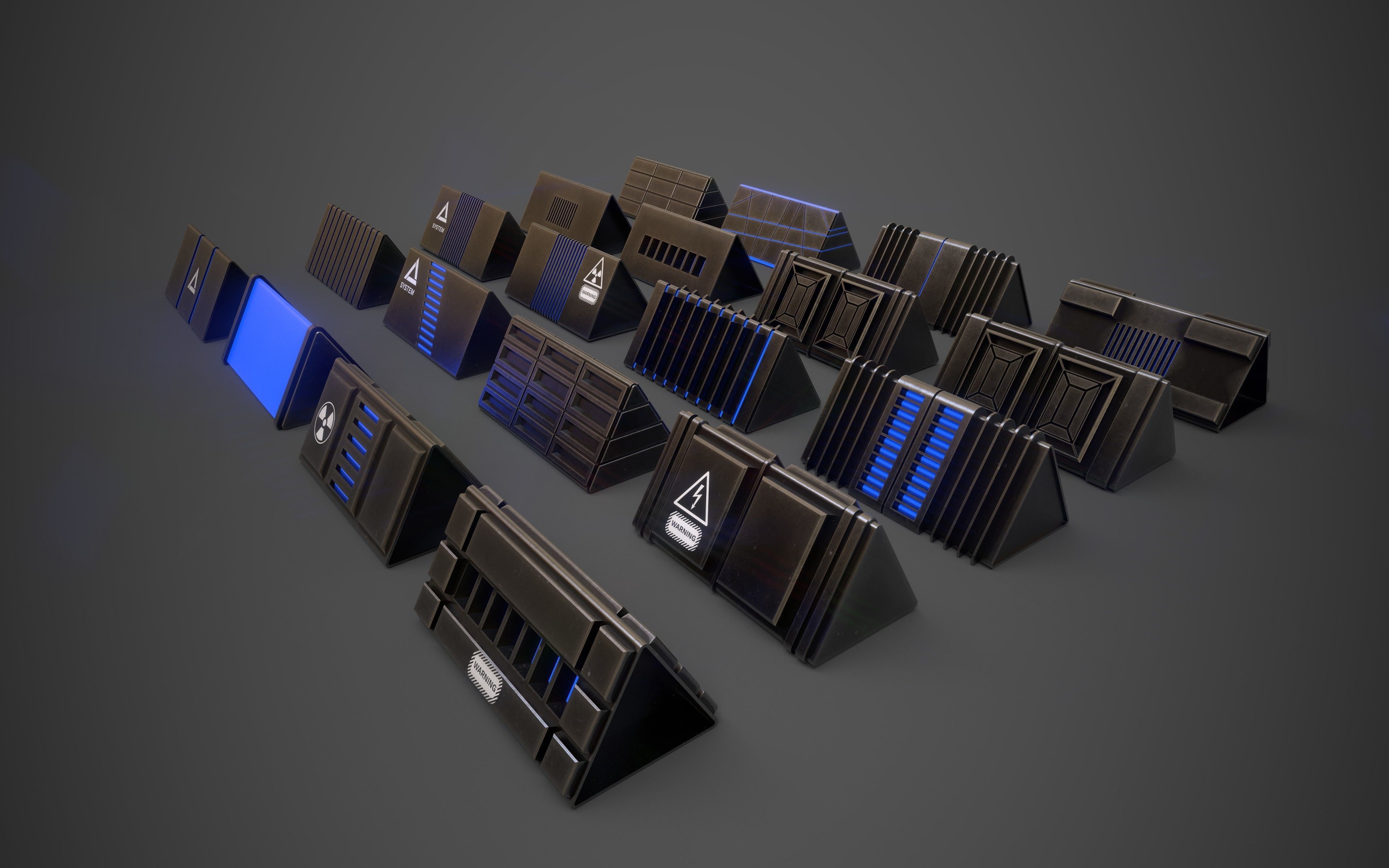 Sci-Fi Triangle Box Metal Low-poly 3D model_5