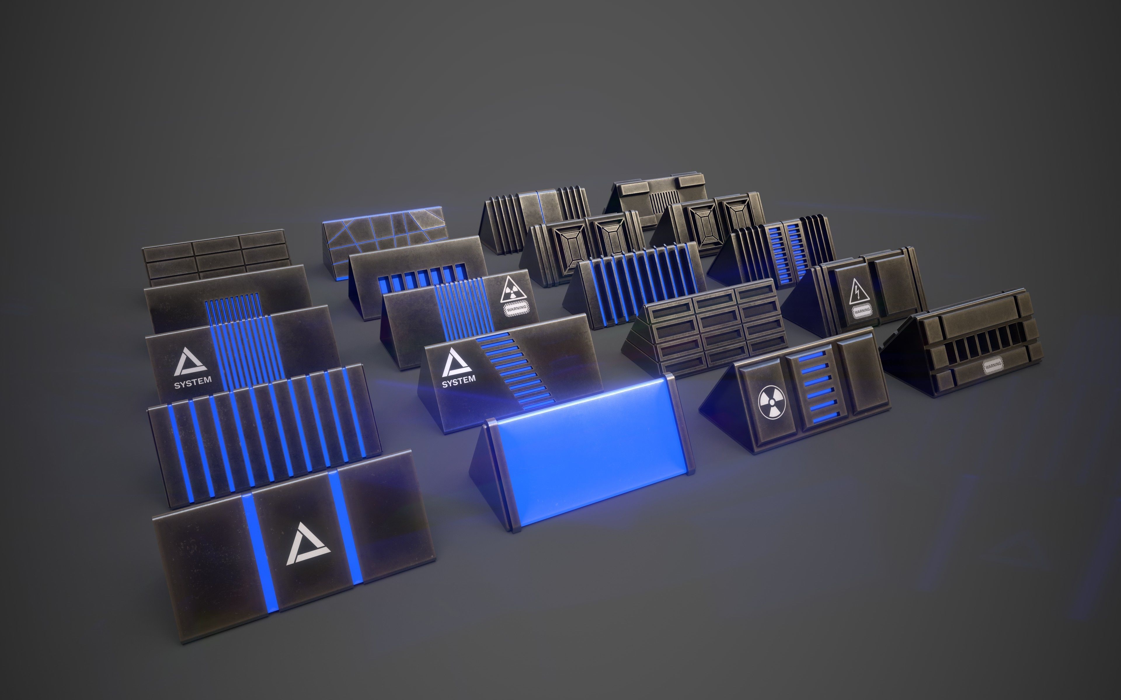 Sci-Fi Triangle Box Metal Low-poly 3D model_2