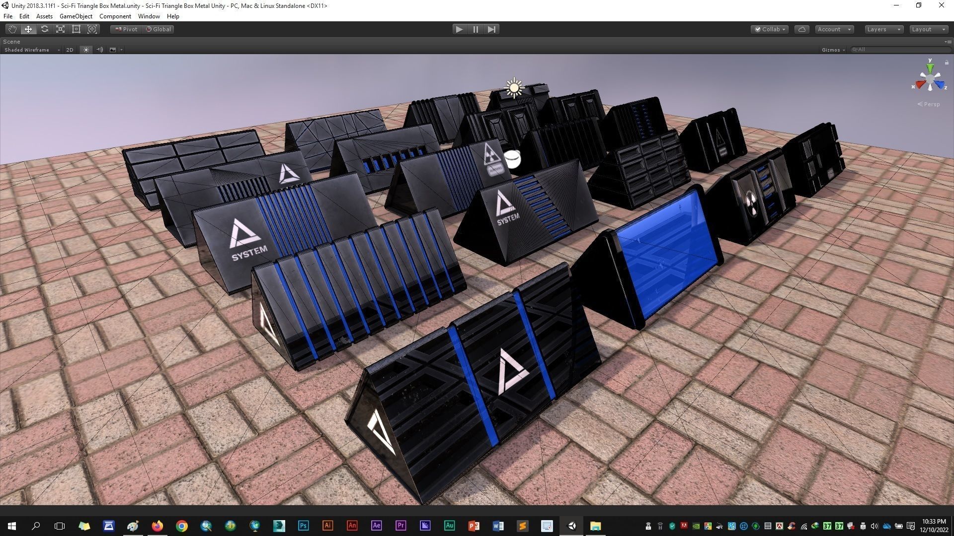 Sci-Fi Triangle Box Metal Low-poly 3D model_23