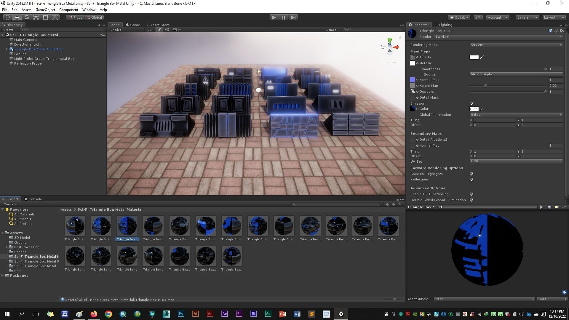 Sci-Fi Triangle Box Metal Low-poly 3D model_9