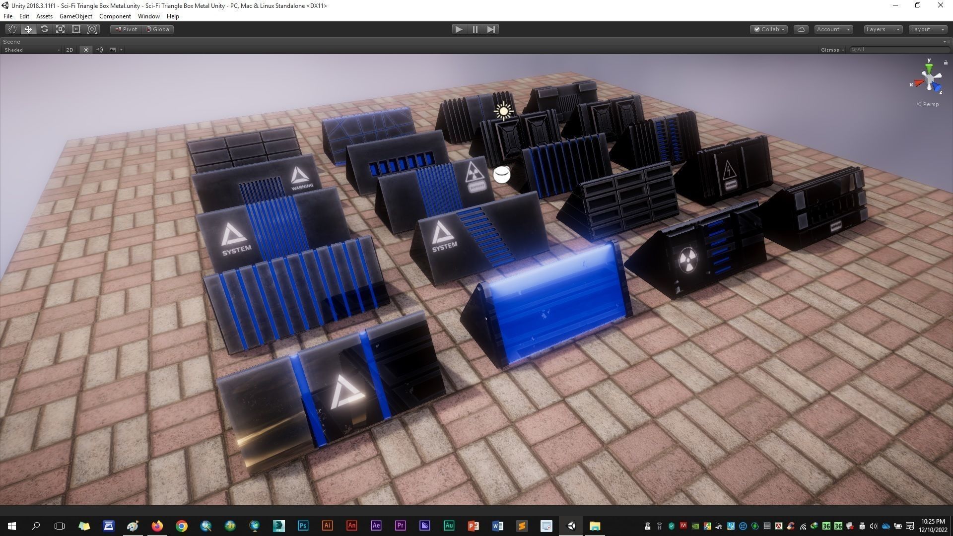 Sci-Fi Triangle Box Metal Low-poly 3D model_16