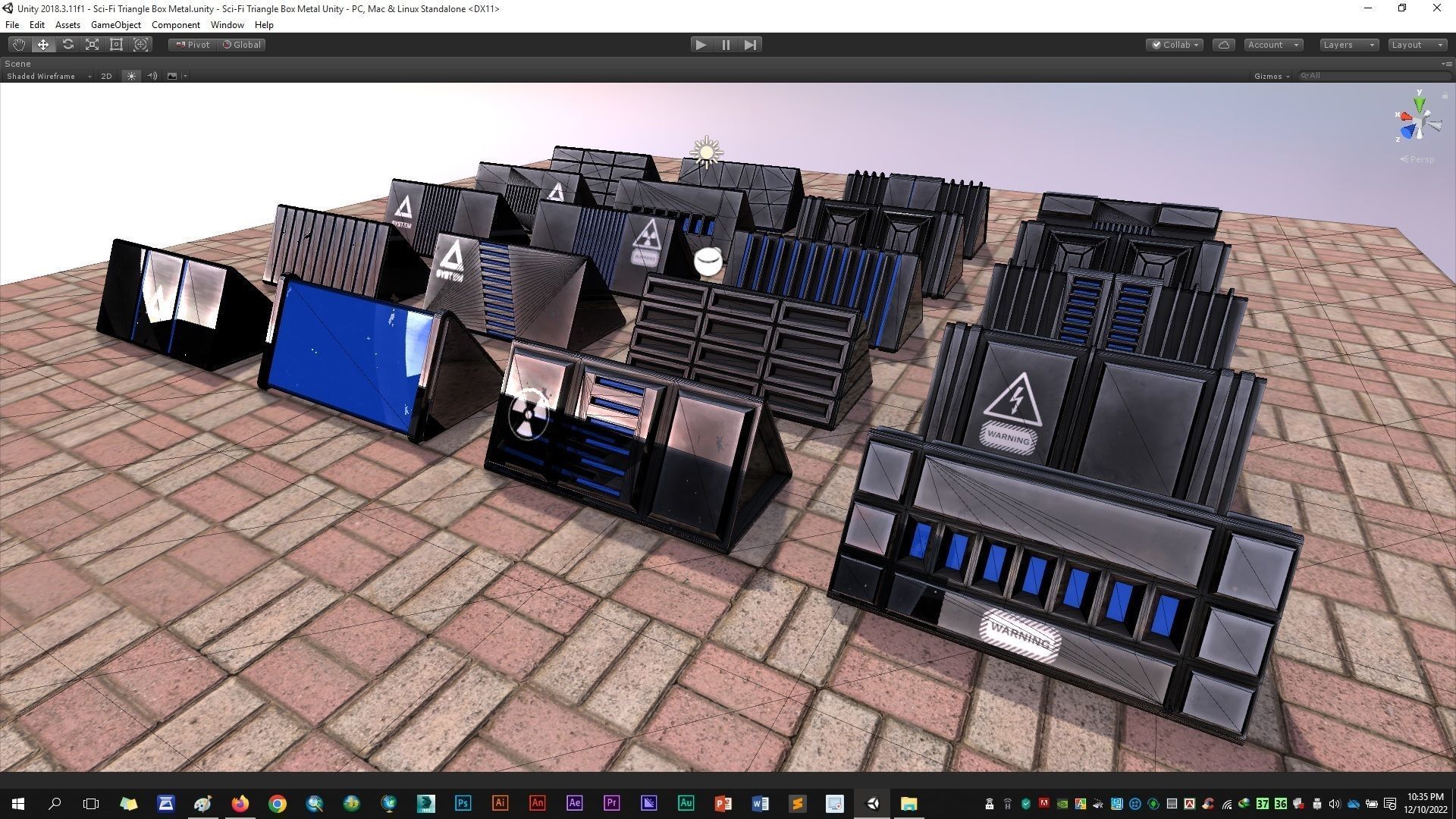 Sci-Fi Triangle Box Metal Low-poly 3D model_25