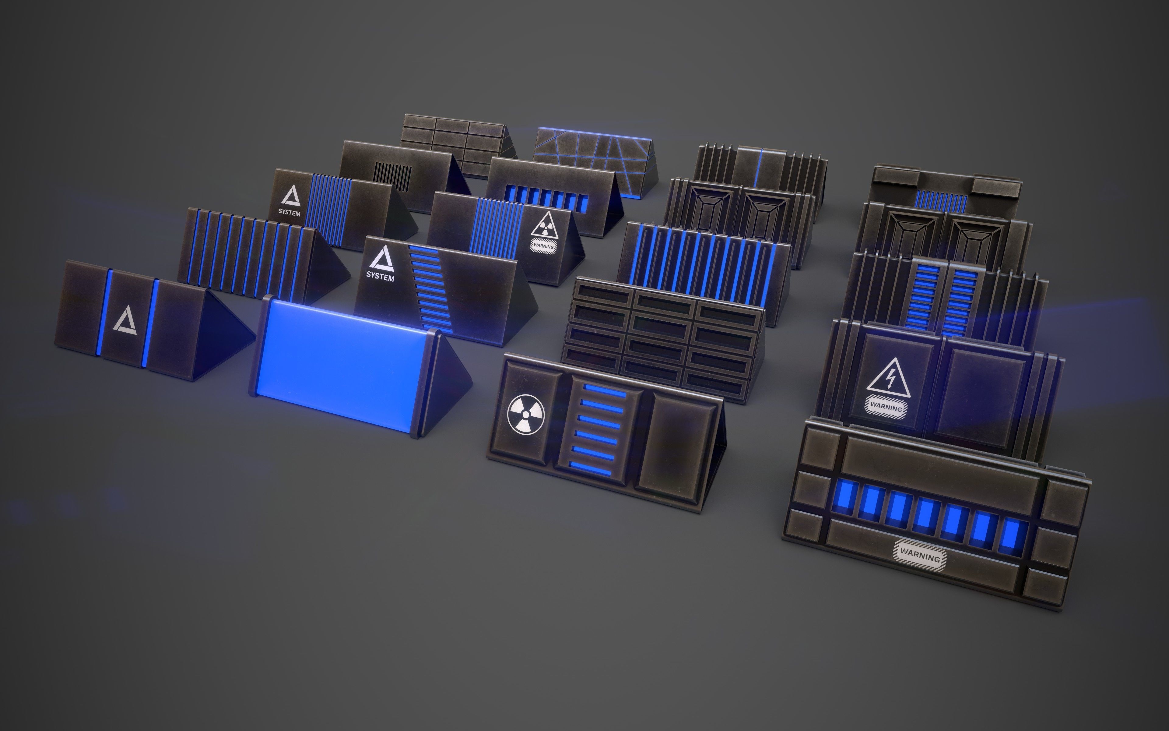 Sci-Fi Triangle Box Metal Low-poly 3D model_1