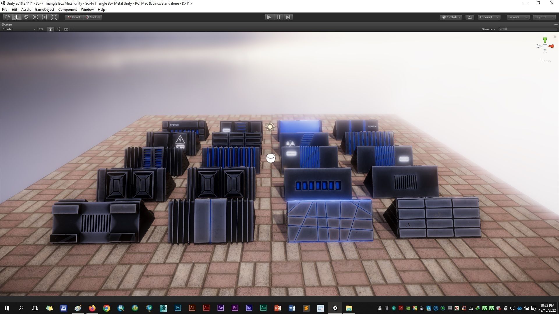 Sci-Fi Triangle Box Metal Low-poly 3D model_14