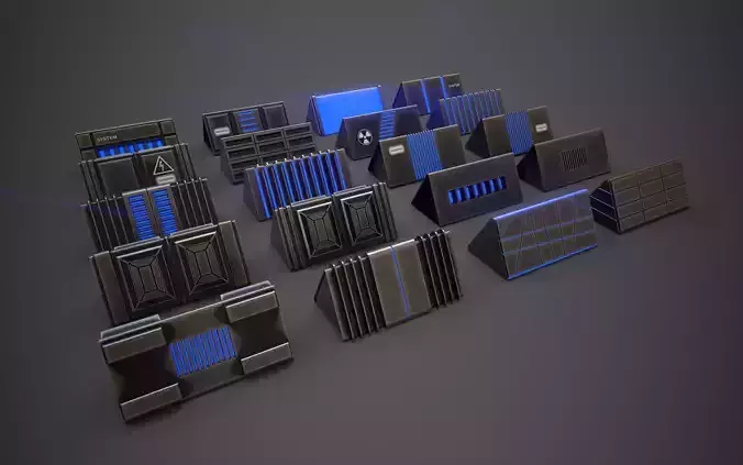 Sci-Fi Triangle Box Metal Low-poly 3D model