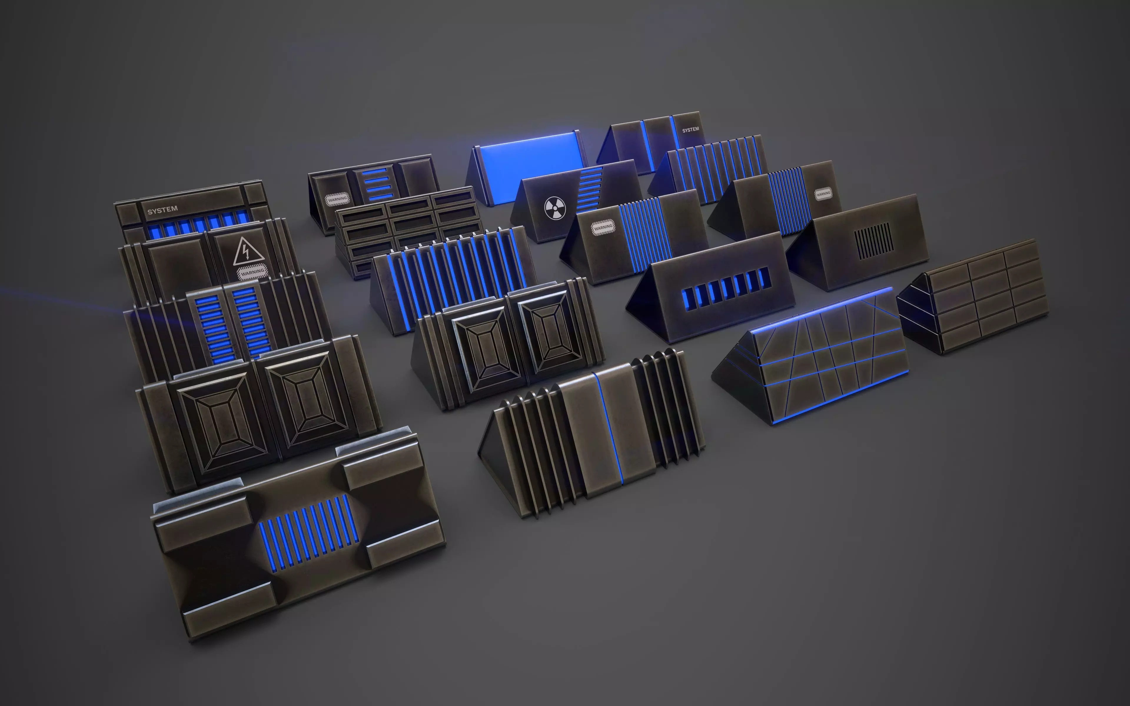 Sci-Fi Triangle Box Metal Low-poly 3D model_0