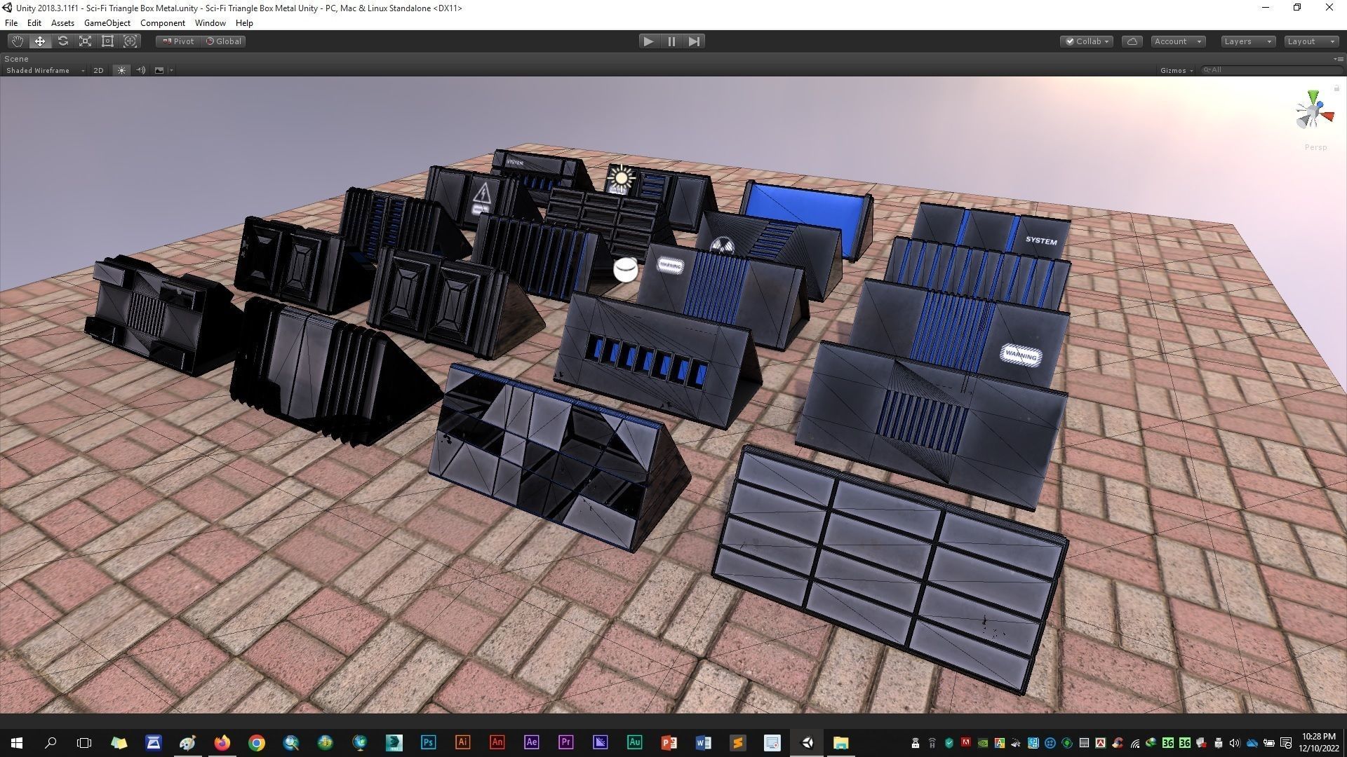Sci-Fi Triangle Box Metal Low-poly 3D model_19