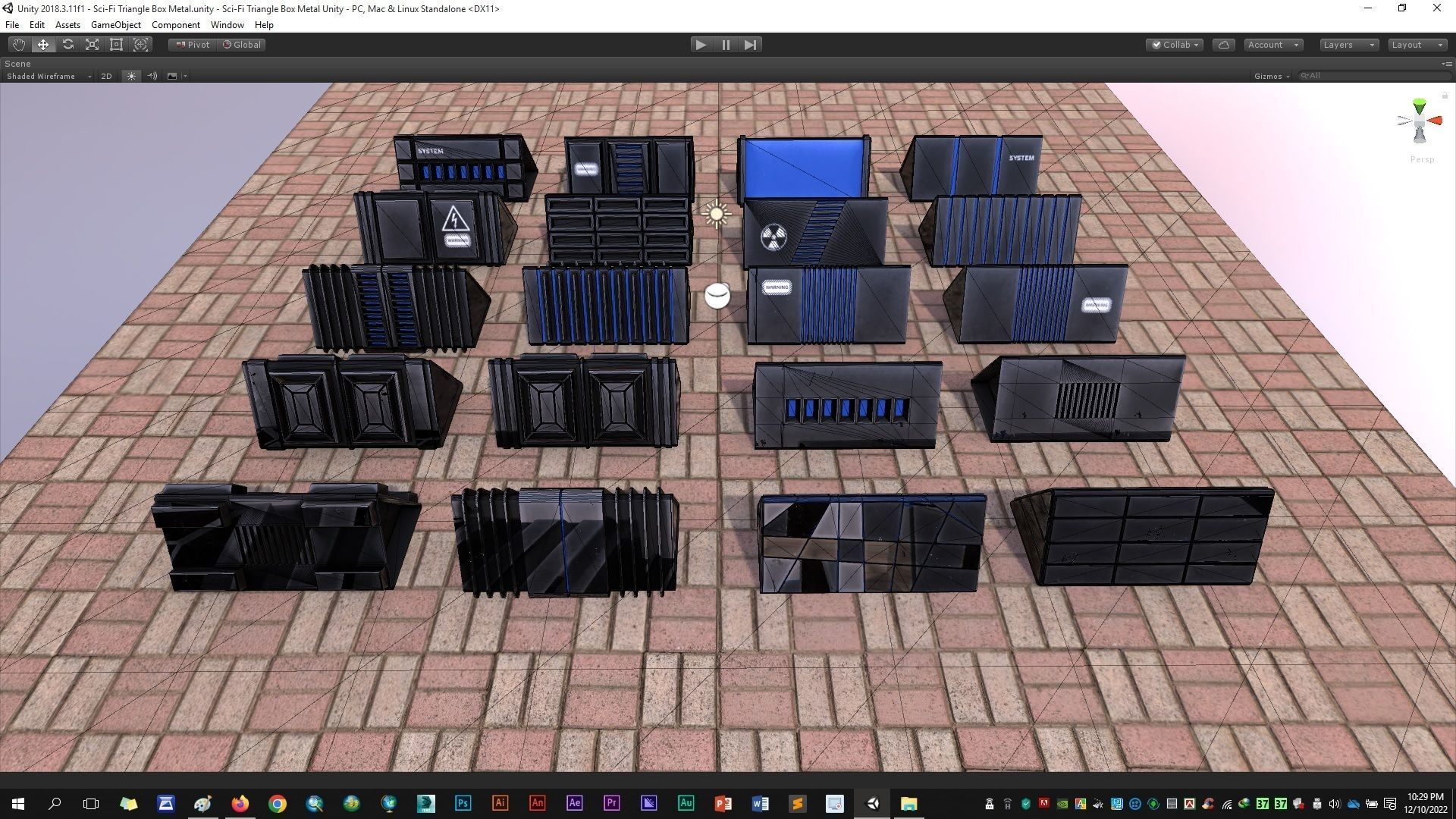 Sci-Fi Triangle Box Metal Low-poly 3D model_20