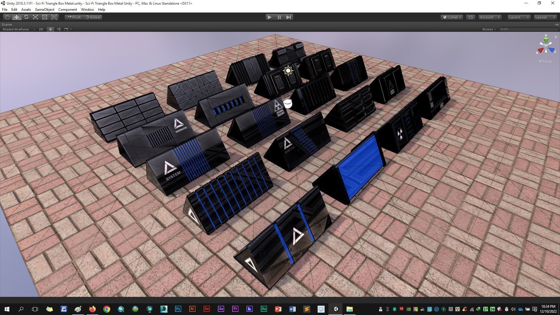 Sci-Fi Triangle Box Metal Low-poly 3D model_24