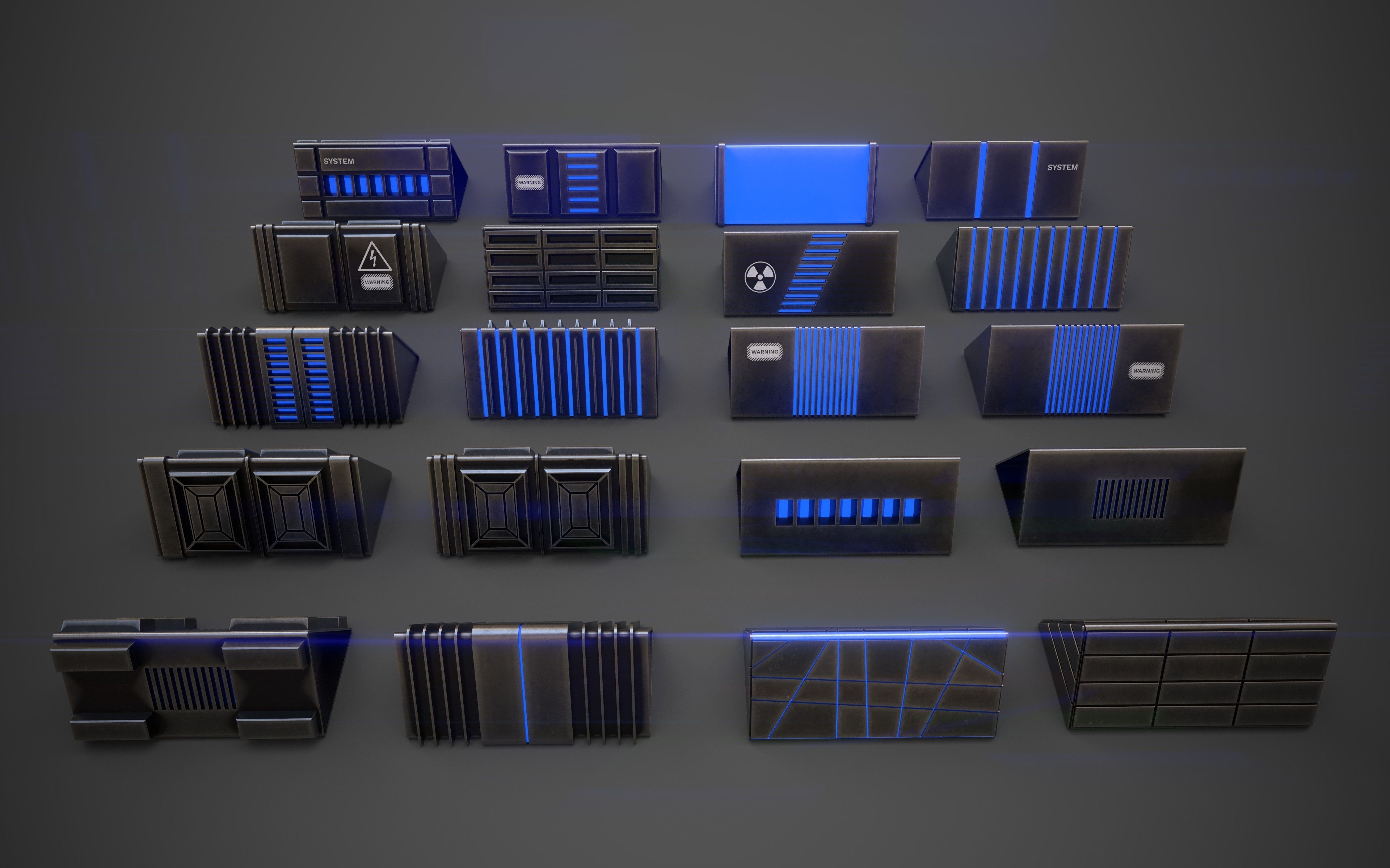 Sci-Fi Triangle Box Metal Low-poly 3D model_4