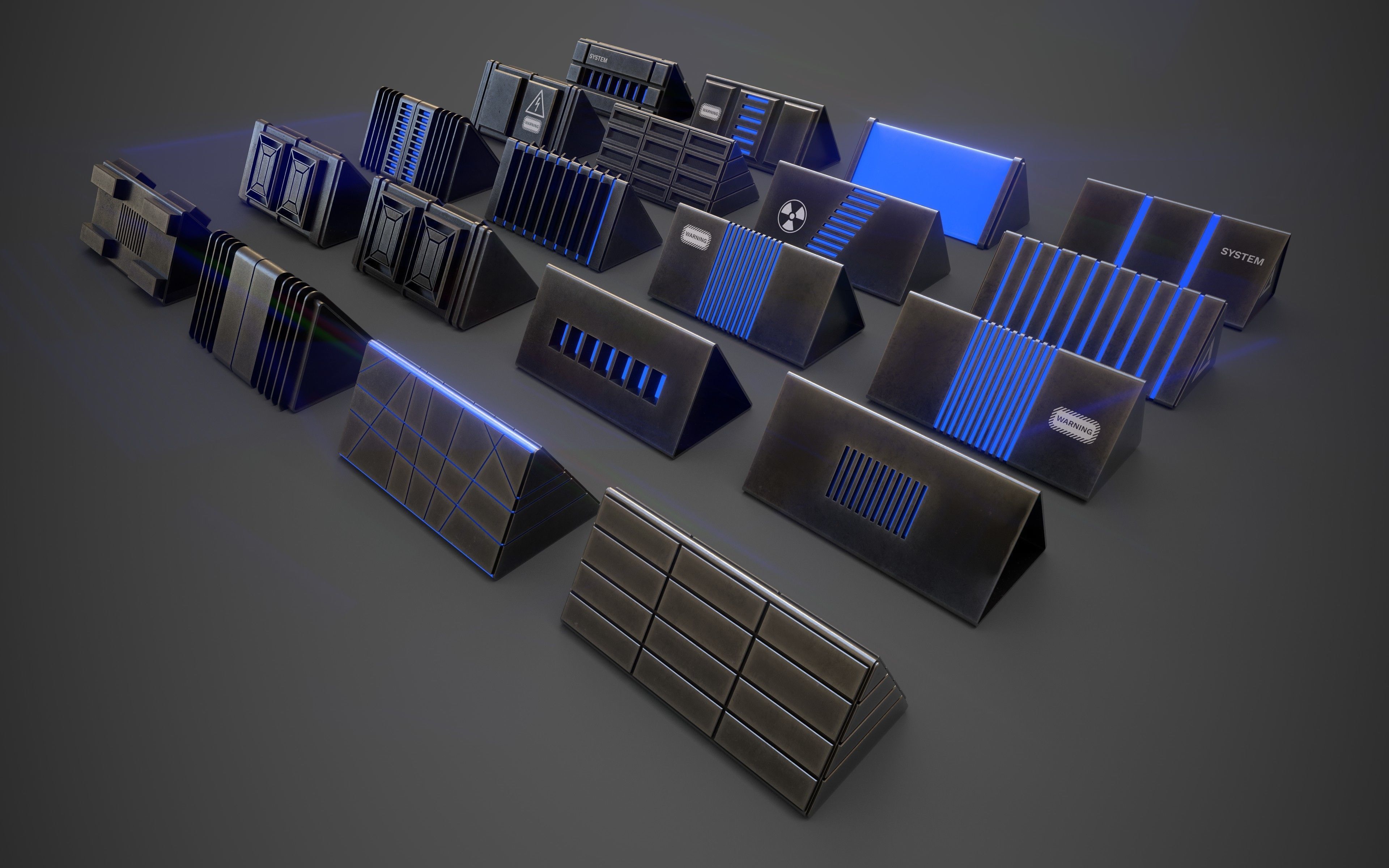 Sci-Fi Triangle Box Metal Low-poly 3D model_3