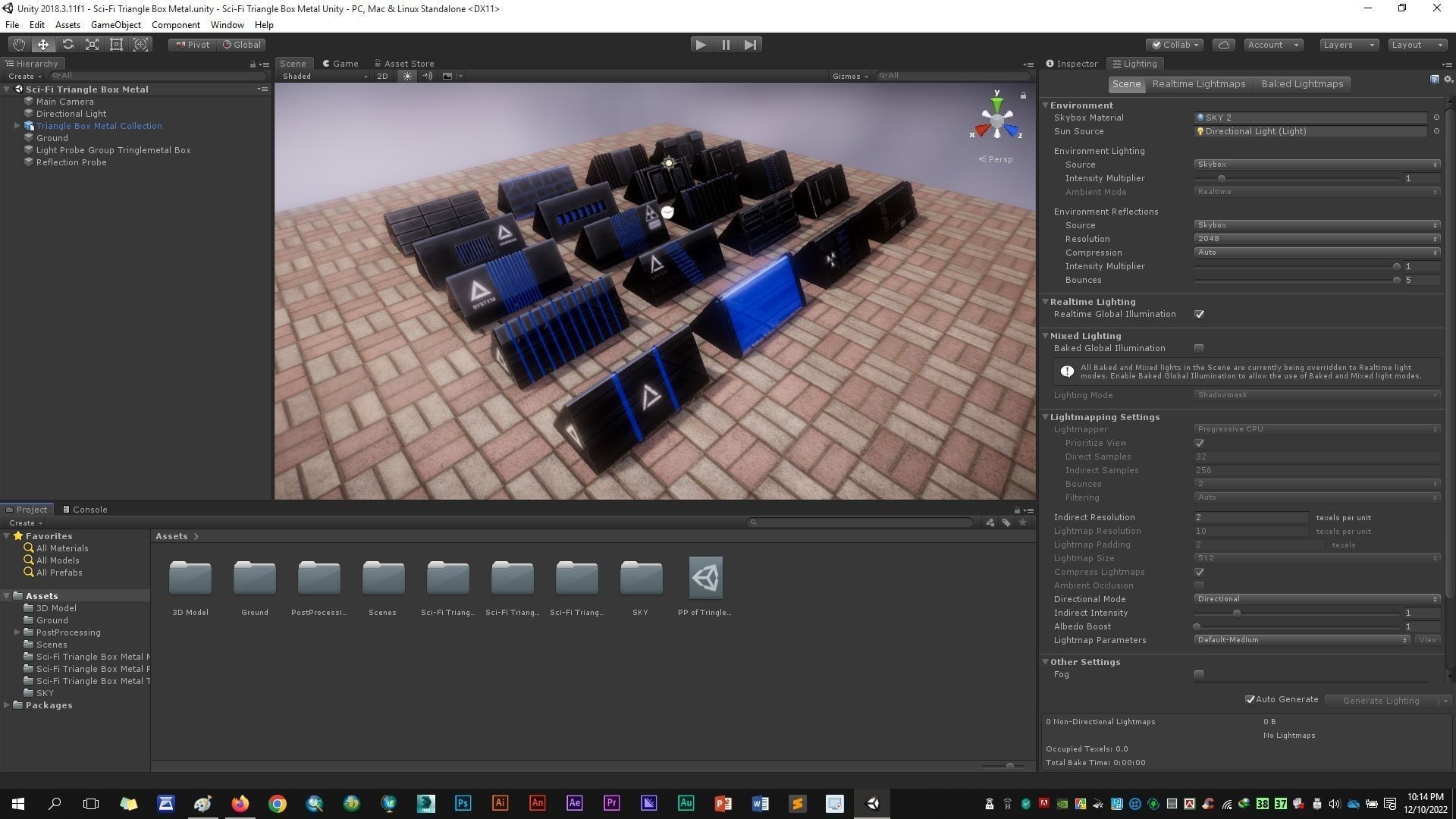 Sci-Fi Triangle Box Metal Low-poly 3D model_7