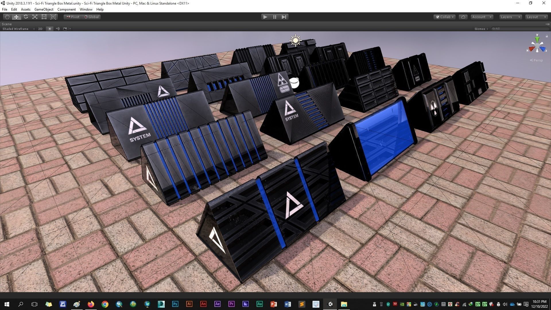 Sci-Fi Triangle Box Metal Low-poly 3D model_21