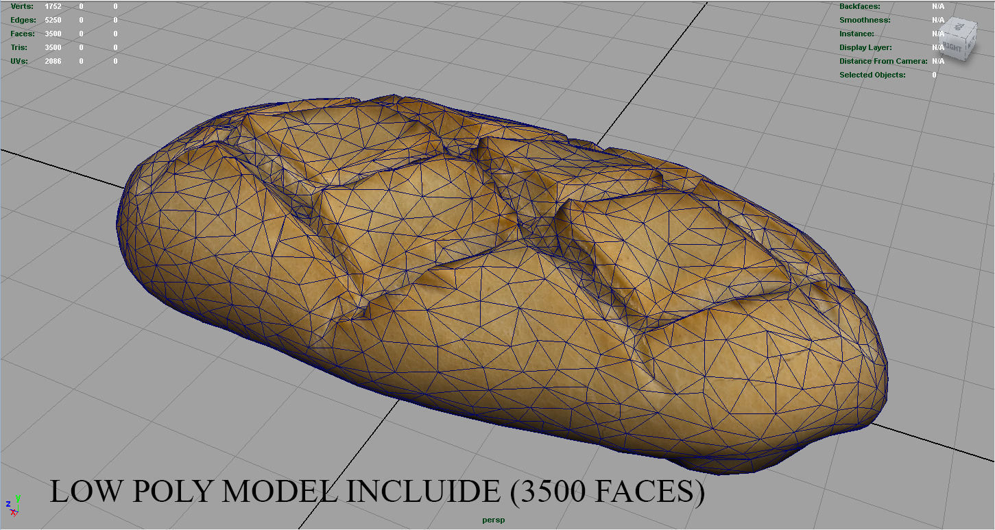 Bread loaf of Low-poly 3D model_10
