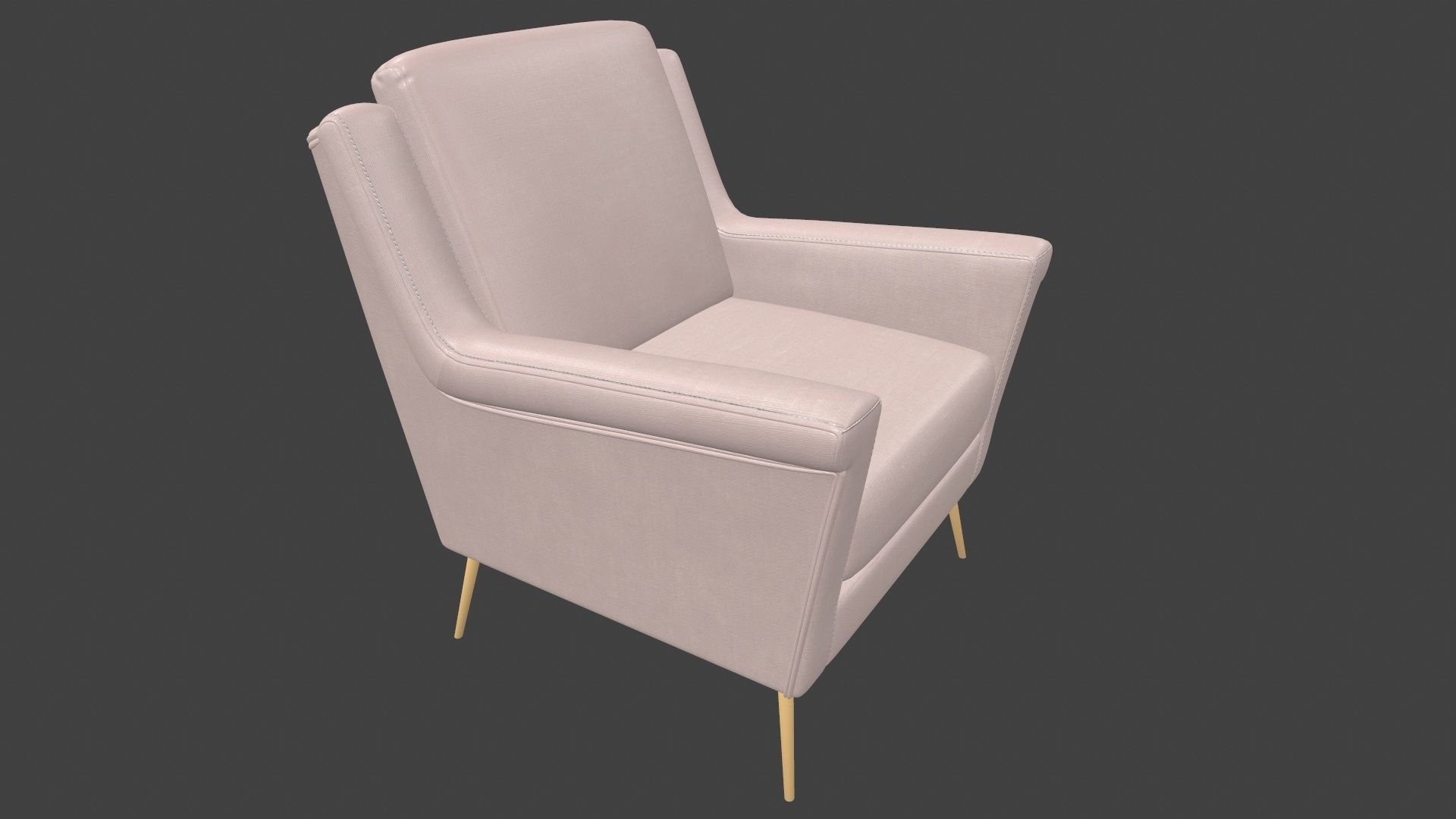 Sofa 3D Model chair with gold legs 3D model_8