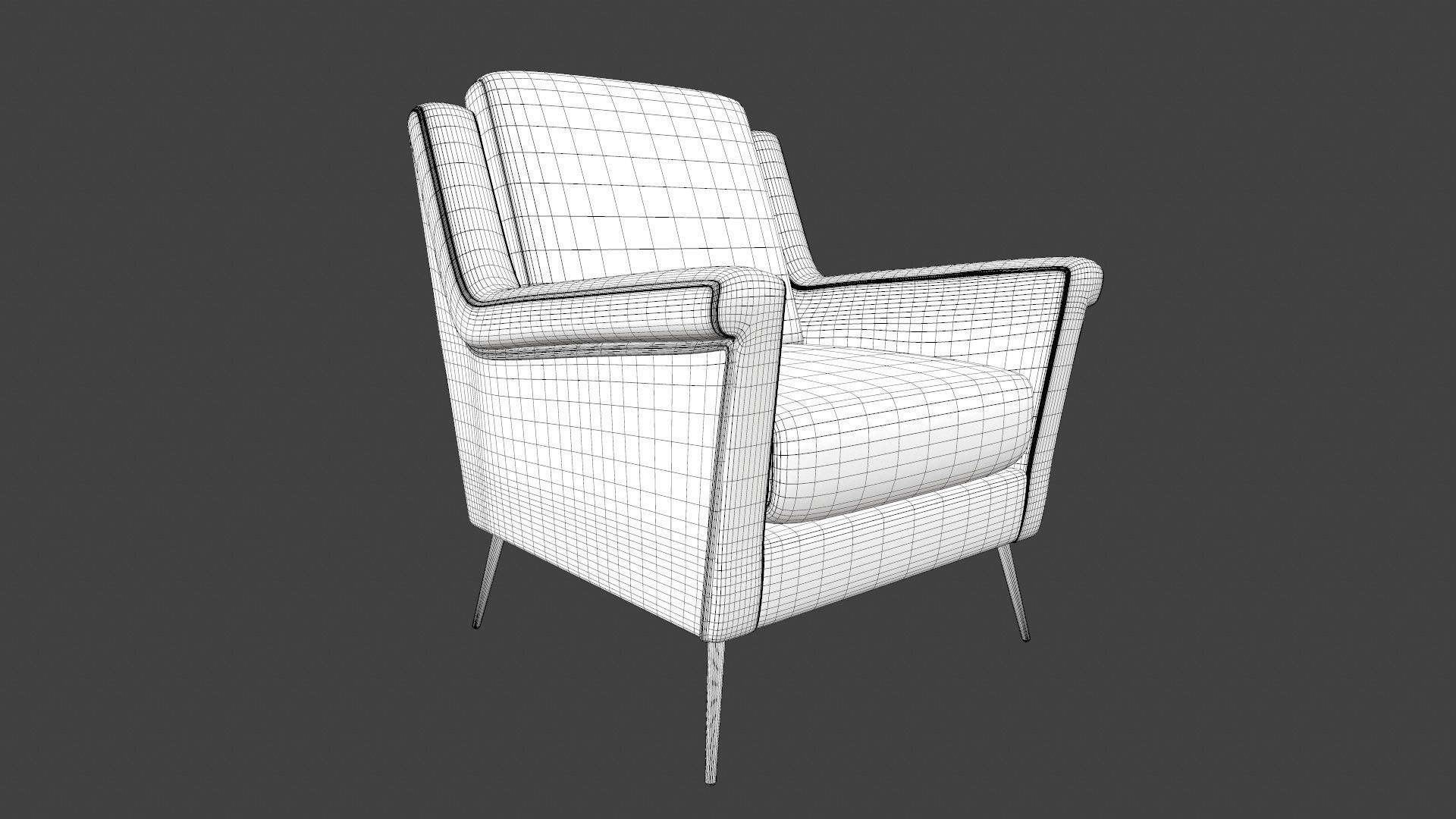 Sofa 3D Model chair with gold legs 3D model_17