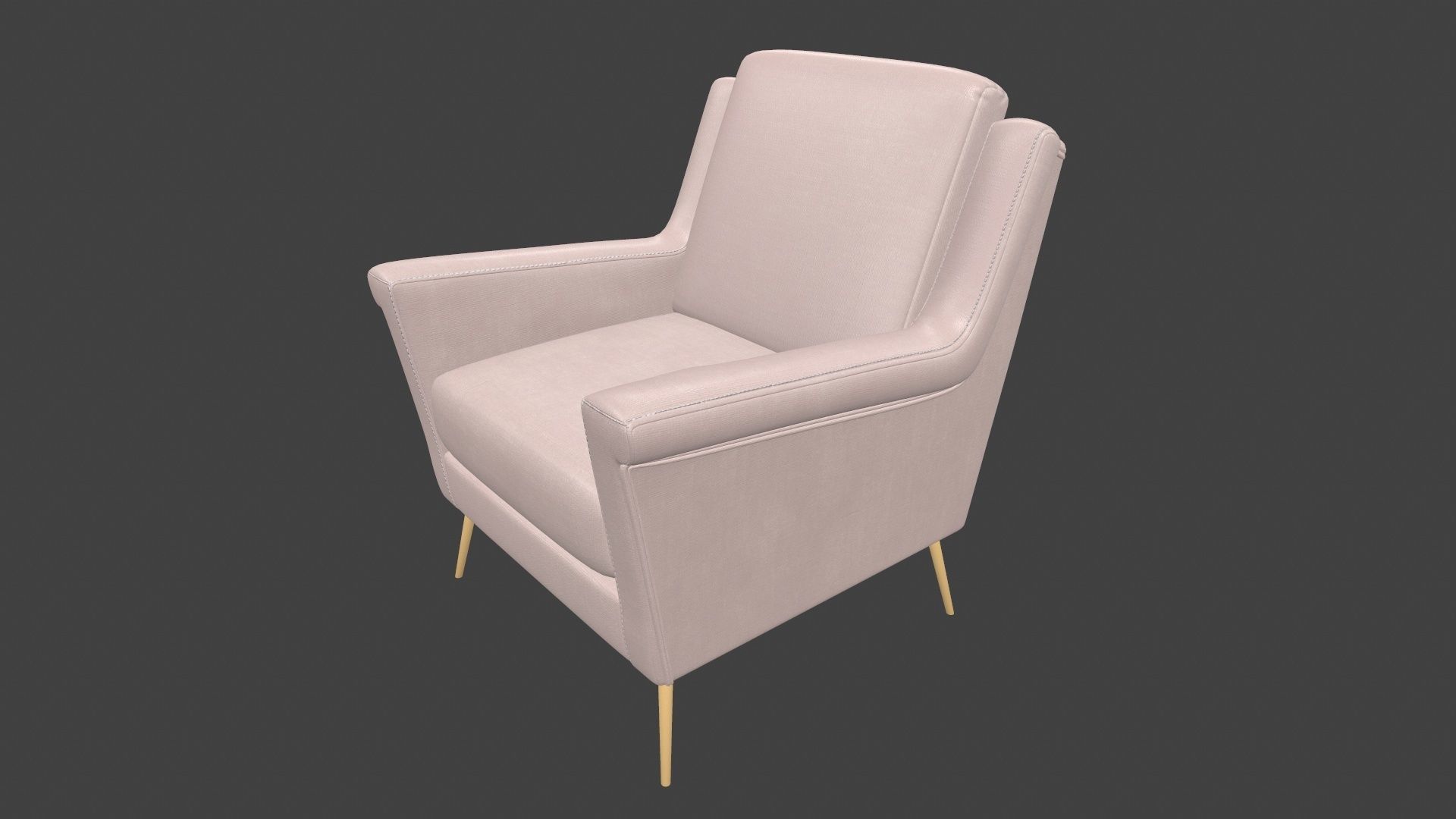 Sofa 3D Model chair with gold legs 3D model_3