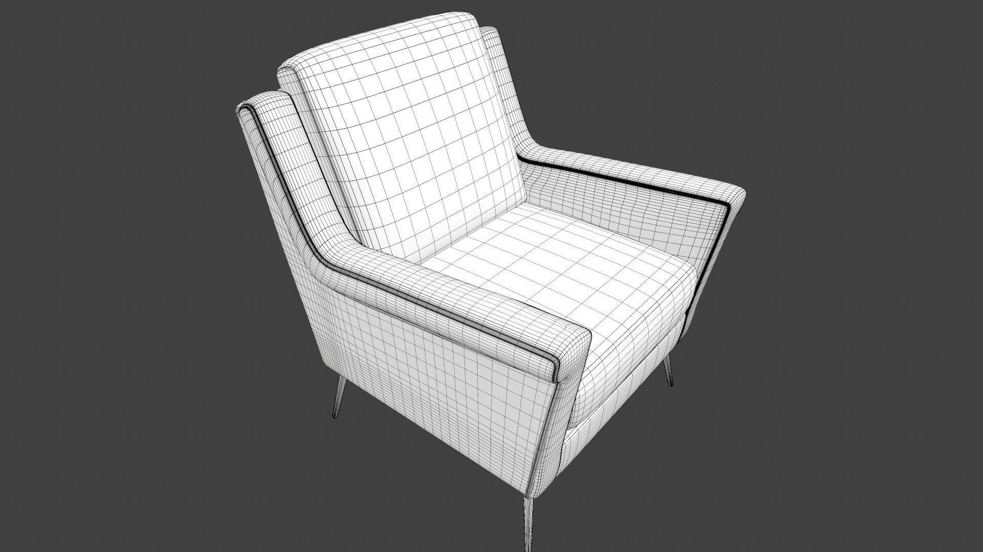 Sofa 3D Model chair with gold legs 3D model_23