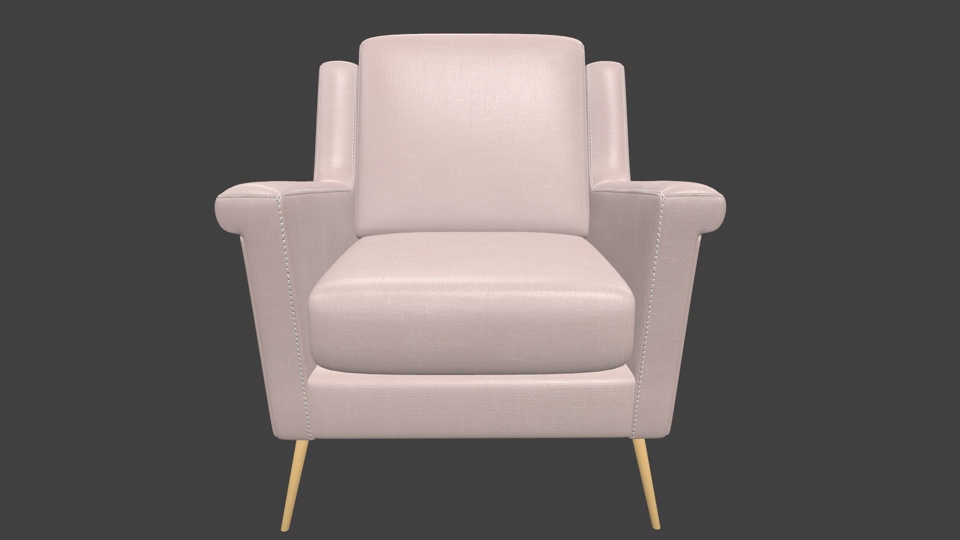 Sofa 3D Model chair with gold legs 3D model_2