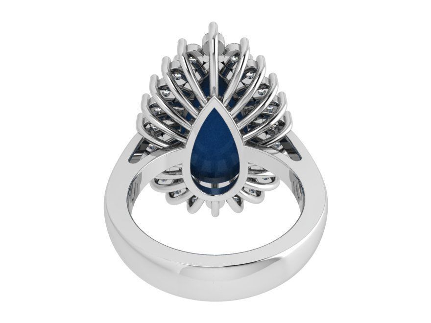 Oval Stone French Pave Ring 3411 3D print model 3D print model_3