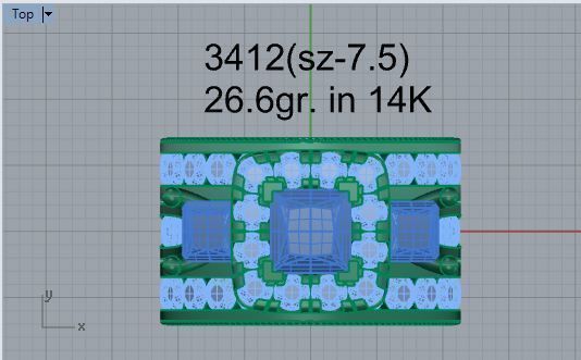2-row round diamond ring 3412 3D print model 3D print model_4