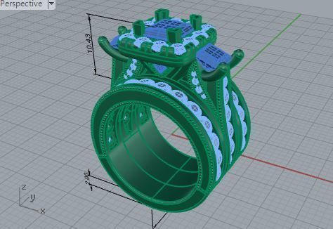 2-row round diamond ring 3412 3D print model 3D print model_7