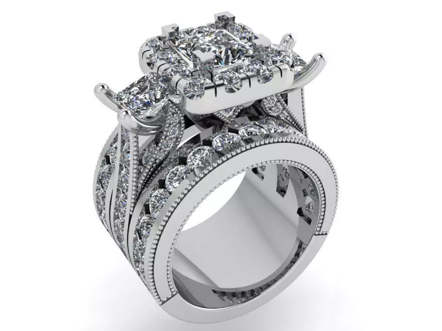2-row round diamond ring 3412 3D print model 3D print model_0