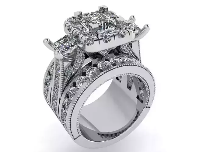 2-row round diamond ring 3412 3D print model 