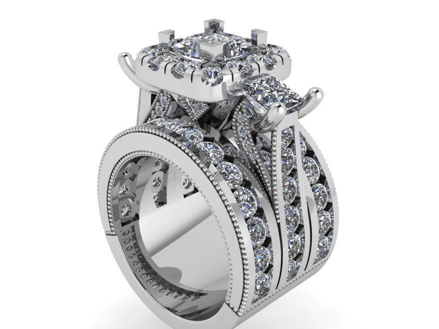 2-row round diamond ring 3412 3D print model 3D print model_2